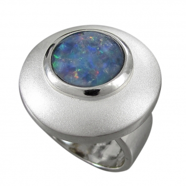 Schmuck-Michel Damen Ring Silber 925 Opal-Triplette 12 mm (1110) - Ringgröße 61