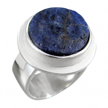 Schmuck-Michel Damen Ring Silber 925 Sodalith 15 mm - Mineral Cut (1120) Ringgröße 62