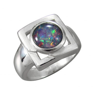 Schmuck-Michel Damen Ring Silber 925 Opal-Triplette 8  mm (1380) Ringgröße 54