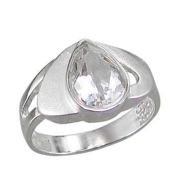 Schmuck-Michel Damen Ring Silber 925 Bergkristall Tropfen 1,9 Karat (2390) Ringgröße 51