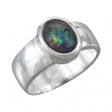 Schmuck-Michel Damen Ring Silber 925 Opal-Triplette 8 x 6 mm (4232) Ringgröße 57