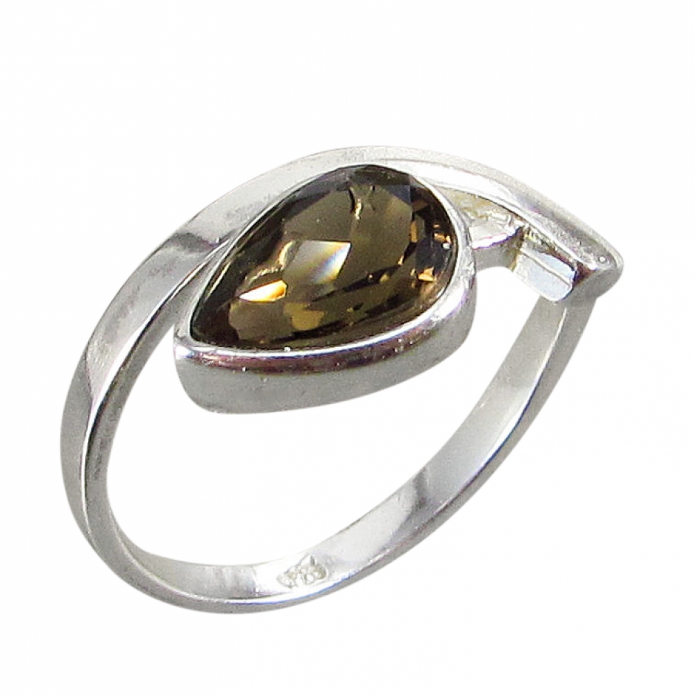 Schmuck-Michel Damen Ring Silber 925 Rauchquarz Tropfen (1000) Ringgröße 54