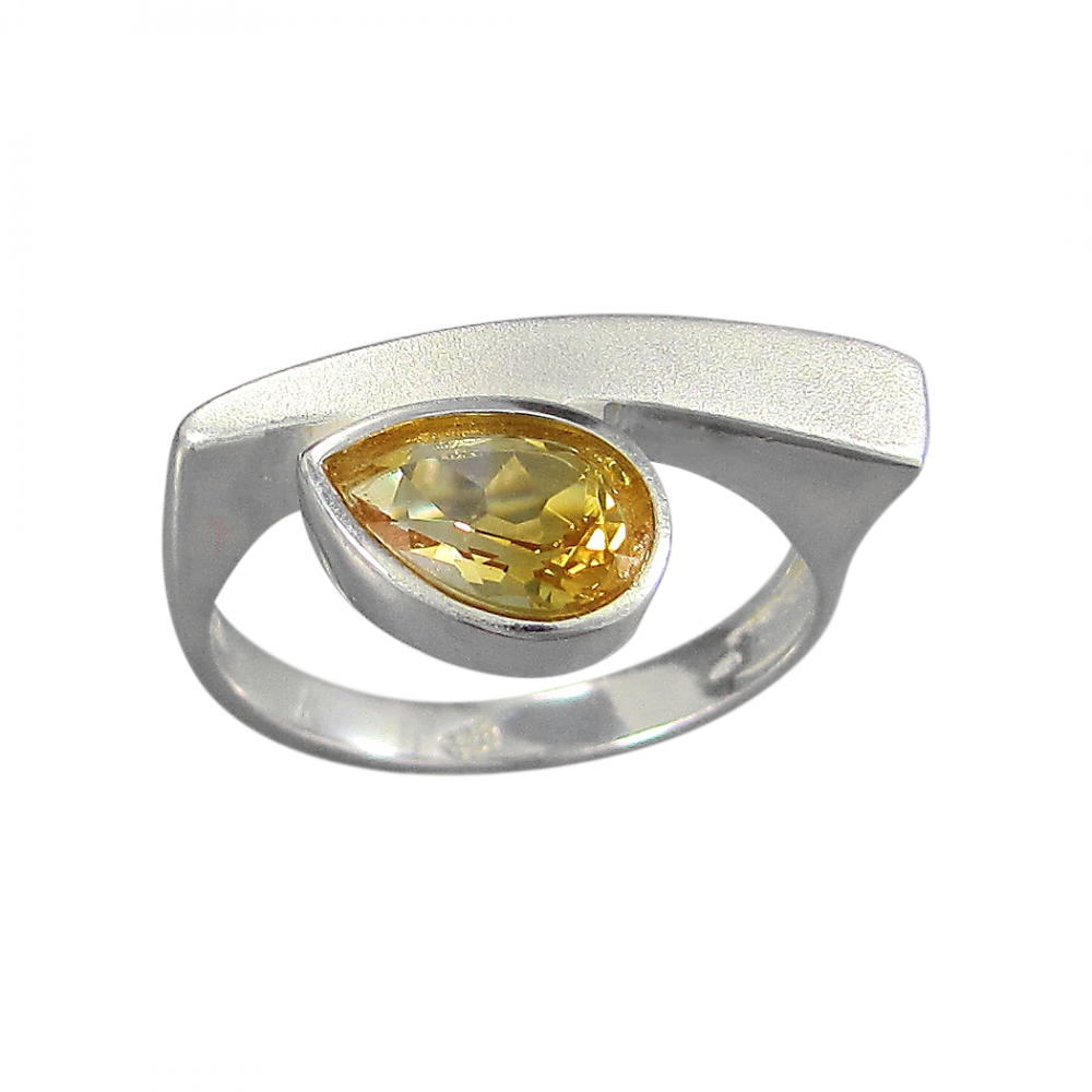 Schmuck-Michel Damen Ring Silber 925 Citrin Tropfen 1,1 Karat (1030) Ringgröße 57