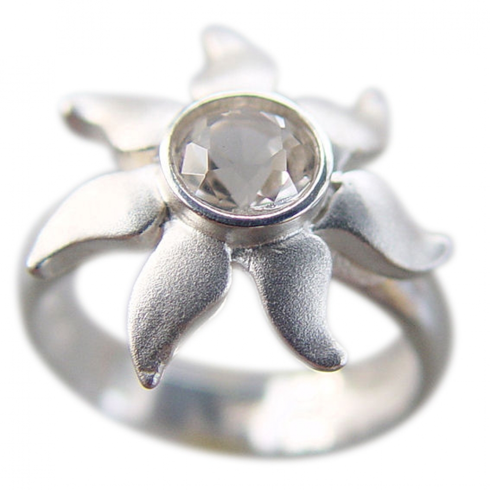 Schmuck-Michel Damen Ring Sonne Silber 925 Bergkristall (1100) Ringgröße 52