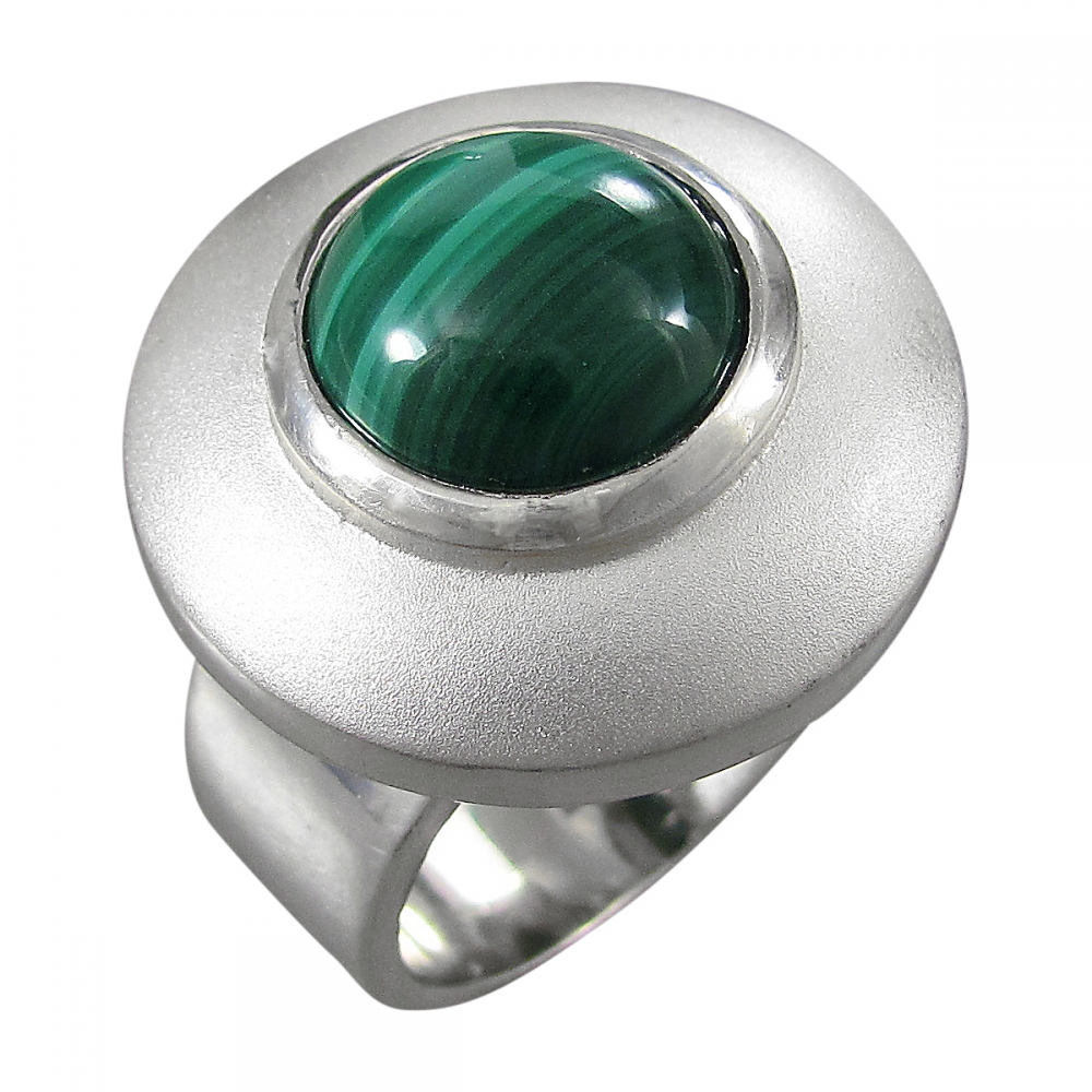 Schmuck-Michel Damen Ring Silber 925 Malachit 12 mm (1110) - Ringgröße 53