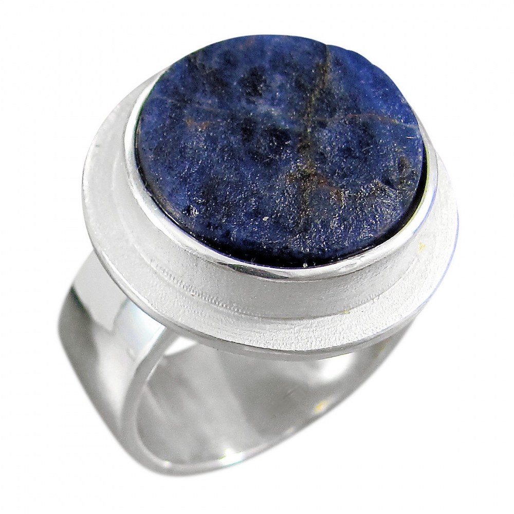Schmuck-Michel Damen Ring Silber 925 Sodalith 15 mm - Mineral Cut (1120) Ringgröße 62