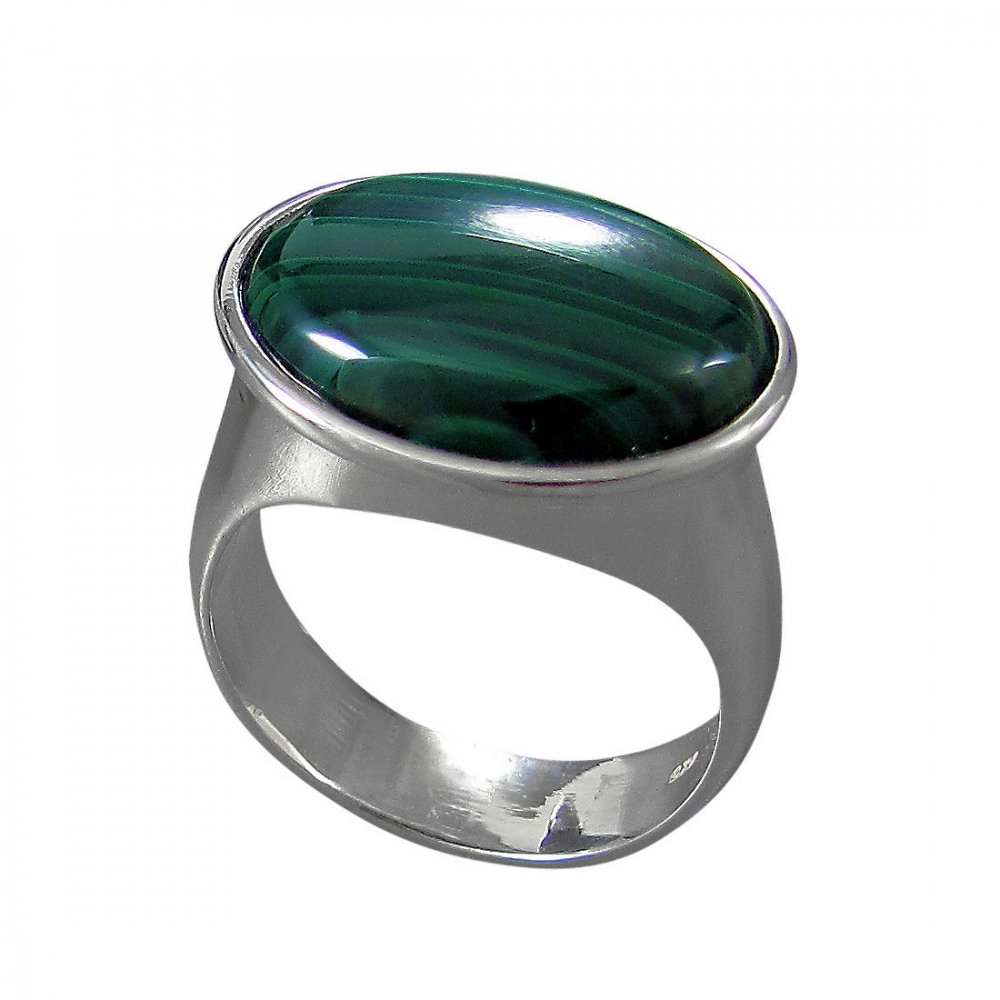 Schmuck-Michel Damen Ring Silber 925 Malachit 20 x 15 mm (1130) - Ringgröße 57