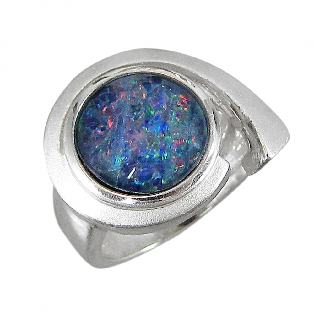 Schmuck-Michel Damen Ring Silber 925 Opal-Triplette 12 mm (1270) - Ringgröße 61
