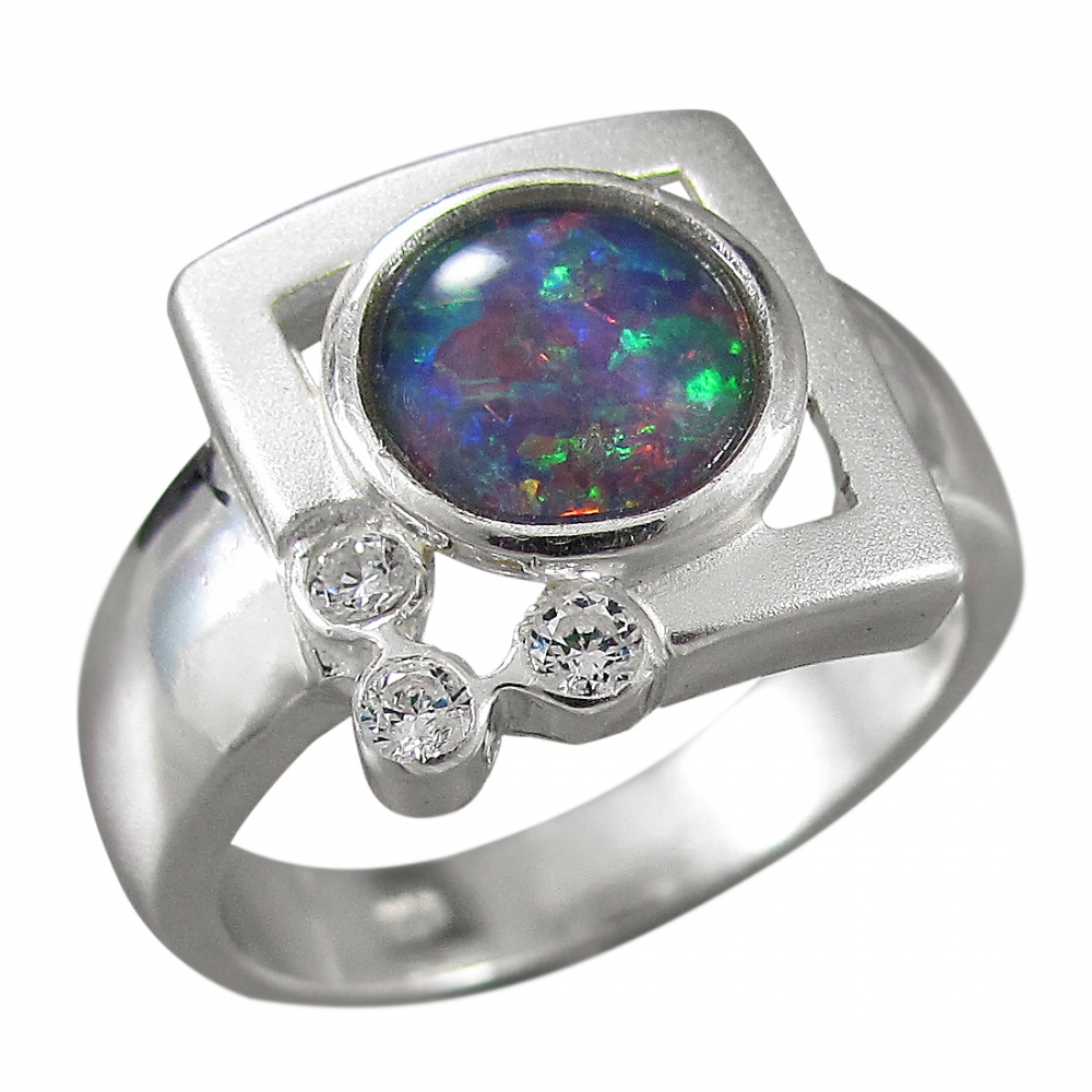 Schmuck-Michel Damen Ring Silber 925 Opal-Triplette (1390) - Ringgröße 55