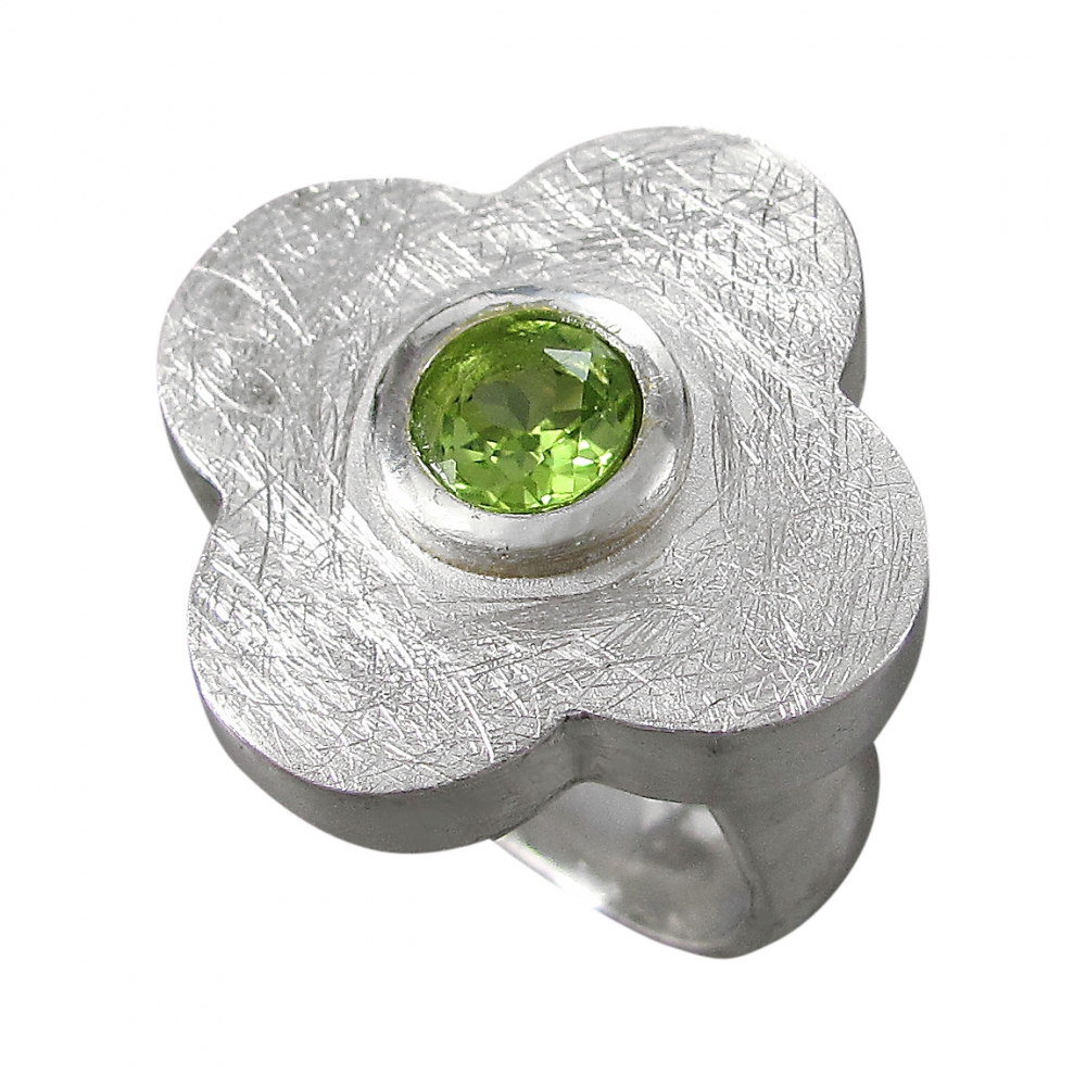 Schmuck-Michel Damen Ring Blume Silber 925 Peridot 1,0 Karat (1450) - Ringgröße 59