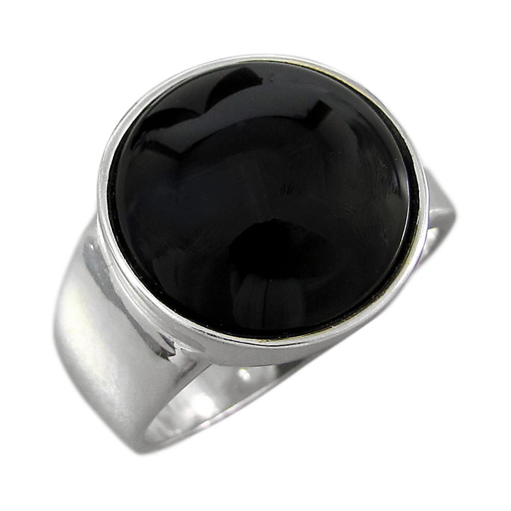 Schmuck-Michel Damen Ring Silber 925 Onyx 15 mm (4065) - Ringgröße 54