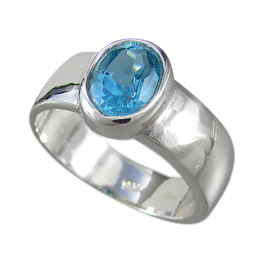 Schmuck-Michel Damen Ring Silber 925 Blautopas 1,3 Karat (4232) Ringgröße 58