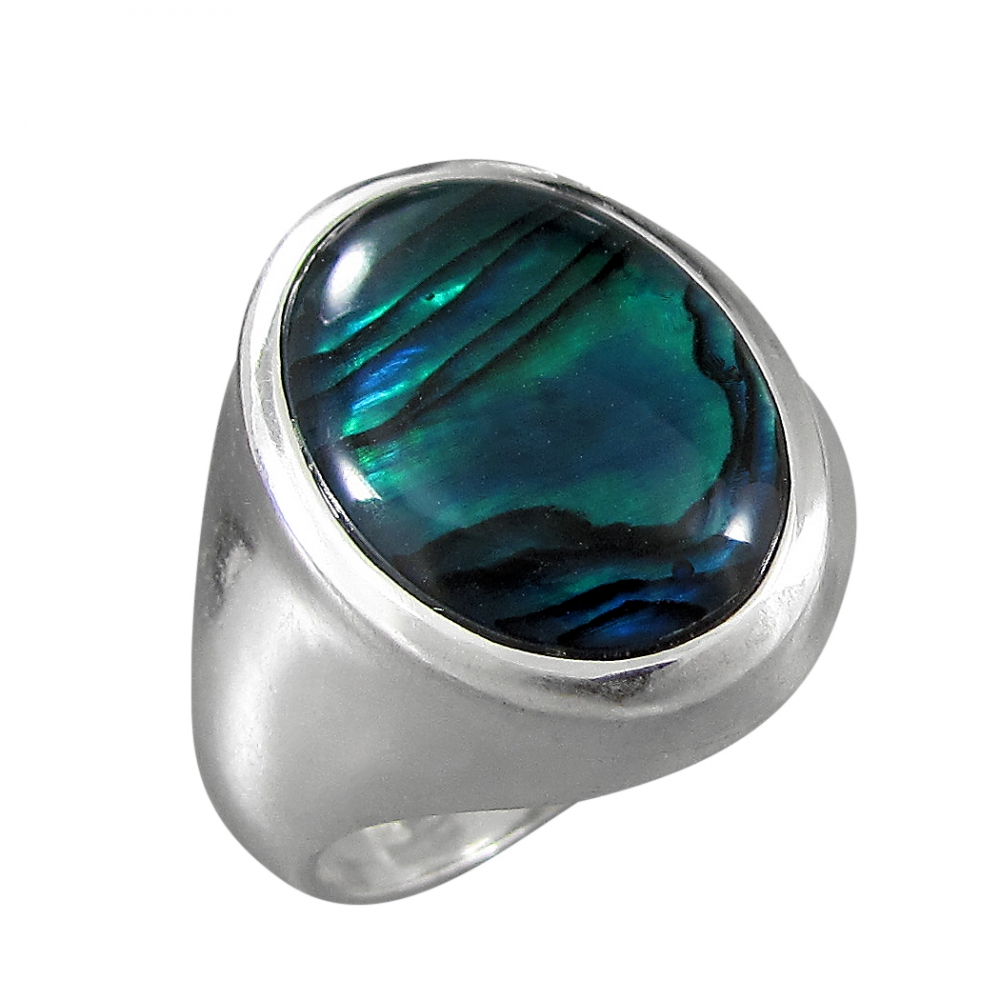Schmuck-Michel Damen Ring Silber 925 Paua-Muschel / Abalone 16 x 12 mm (9226) - Ringgröße 54