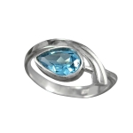 Schmuck-Michel Damen Ring Silber 925 Blautopas Tropfen 1,6 Karat (1000) Ringgröße 62