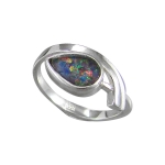 Schmuck-Michel Damen Ring Silber 925 Opal-Triplette 9x6 mm Tropfen (1000) Ringgröße 54
