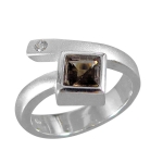 Schmuck-Michel Damen Ring Silber 925 Rauchquarz Carré 0,8 Karat (1200) - Ringgröße 53