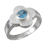 Schmuck-Michel Damen Ring Blume Silber 925 Blautopas 0,6 Karat (1451) - Ringgröße 64