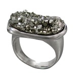Schmuck-Michel Damen Unikat Ring rhodiniertes Silber 925 Pyrit (R36) - Ringgröße 56
