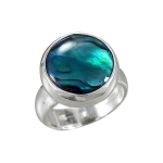 Schmuck-Michel Damen Ring Silber 925 Paua-Muschel / Abalone 12 mm (R3) - Ringgröße 63